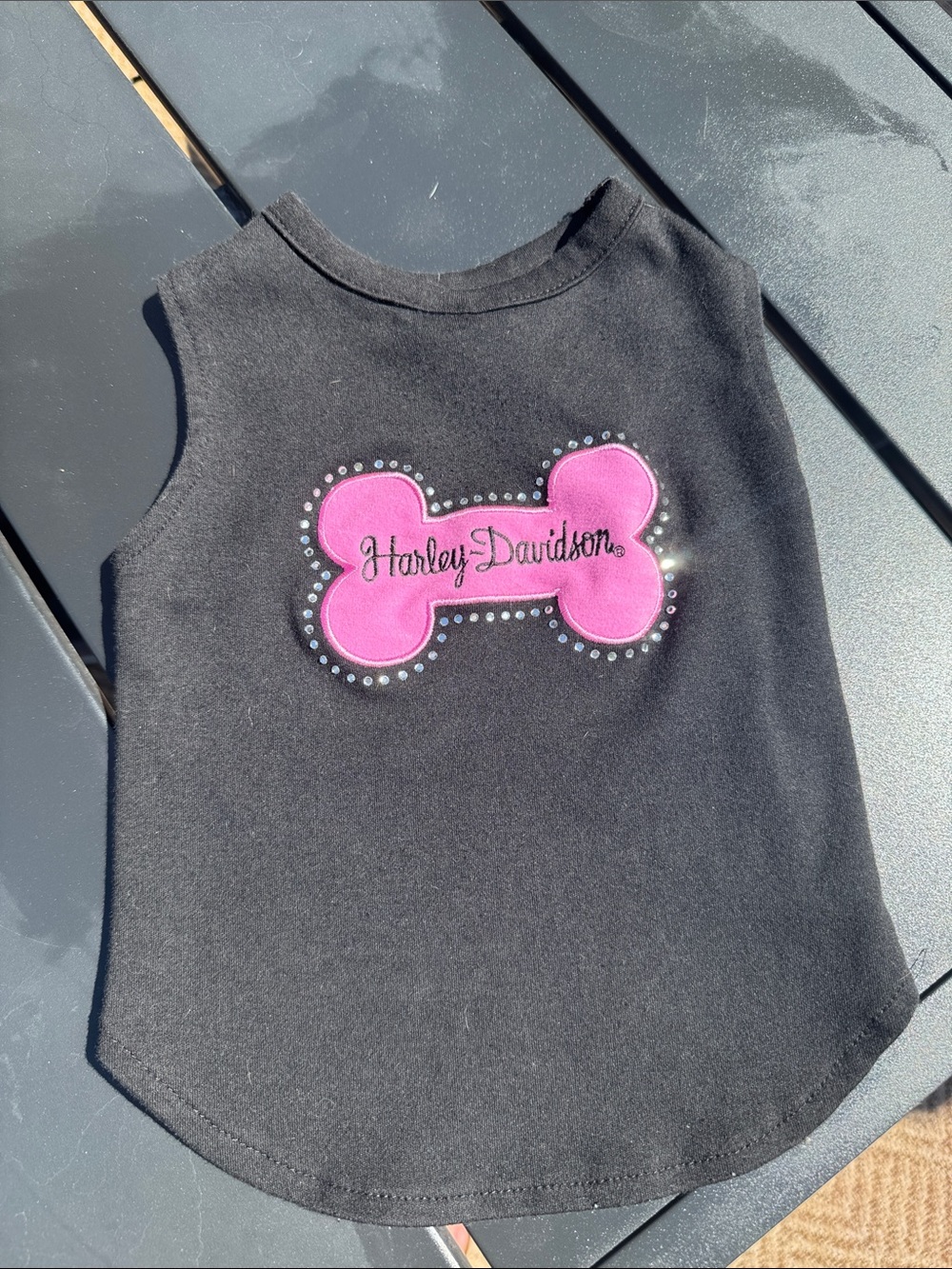 Harley-Davidson Black Tank with Pink Bone Logo and Stud Accents